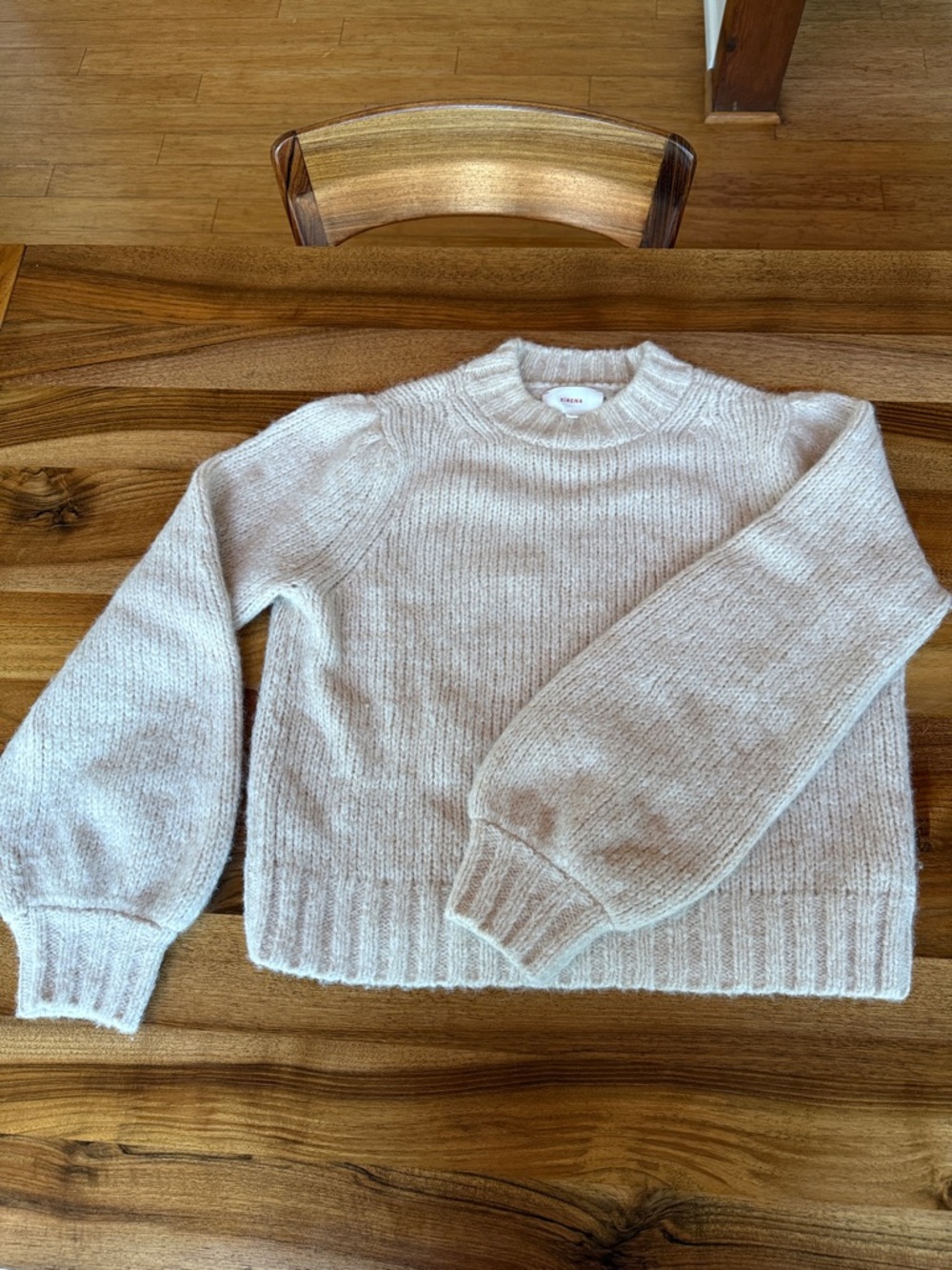 XiRENA Soft Cream Princess Sleeve Crewneck Sweater